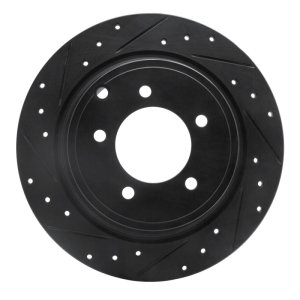 Chrysler 200 Brake Rotor (1) - Rear Left - R1 Concepts - Drilled & Slotted - Black - `07-`17